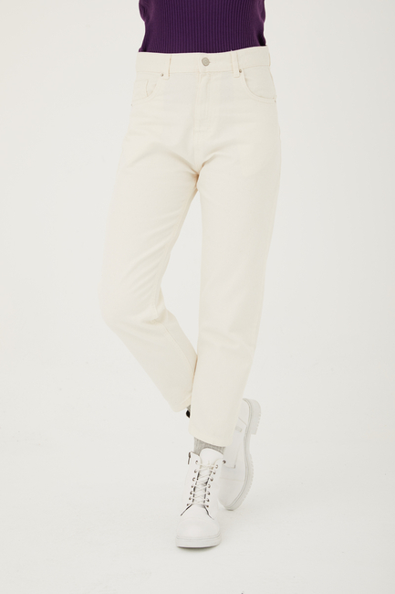Soft Beyaz Denim Pantolon - Thumbnail